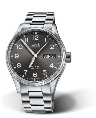 Oris Big Crown ProPilot Big Day Date Paslanmaz Çelik / Gri / Bilezik 45mm, referans 01 752 7698 4063-07 8 22 19