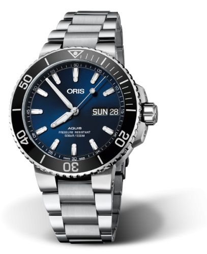 Oris Aquis Big Day Date 45.5 Paslanmaz Çelik / Mavi / Bilezik, referans 01 752 7733 4135-07 8 24 05PEB