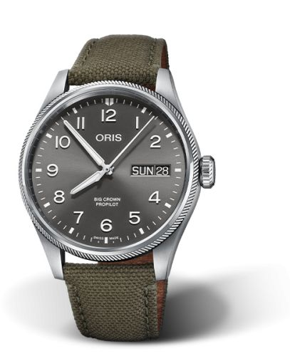 Oris Big Crown ProPilot Big Day Date Paslanmaz Çelik / Gri / Fabric 44mm, referans 01 752 7760 4063-07 3 22 02LC