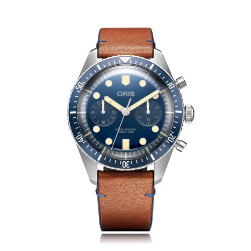 Oris Divers Sixty-Five 43 Chronograph Paslanmaz Çelik / Mavi / Bucherer Mavi, referans 01 771 7744 4095-5.21 11