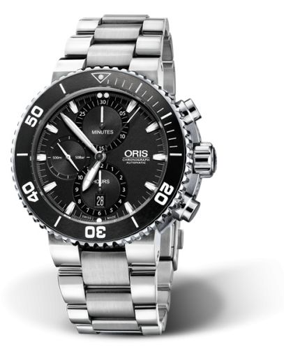 Oris Aquis Chronograph 46 Paslanmaz Çelik / Siyah / Bilezik, referans 01 774 7655 4154-07 8 26 01PEB