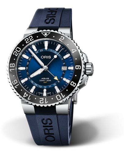 Oris Aquis GMT 43.5 Paslanmaz Çelik / Mavi / Kauçuk, referans 01 798 7754 4135-07 4 24 65EB