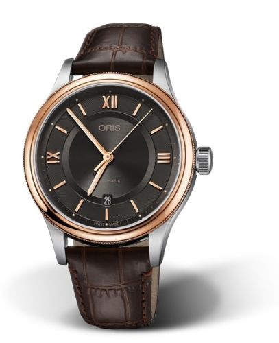 Oris Classic Date 42 Paslanmaz Çelik - Pembe Altın / Gri, referans 01 733 7719 4373-07 5 20 32