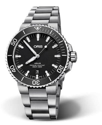 Oris Aquis Date 43.5 Paslanmaz Çelik / Matte Siyah / Bilezik, referans 01 733 7730 4124-07 8 24 05EB