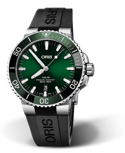Oris Aquis Date 43.5 Paslanmaz Çelik / Yeşil / Kauçuk, referans 01 733 7730 4157-07 4 24 64EB
