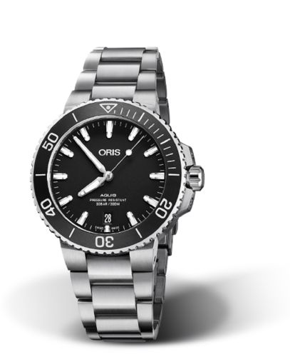 Oris Aquis Date 39.5 Paslanmaz Çelik / Siyah / Bilezik, referans 01 733 7732 4124-07 8 21 05EB