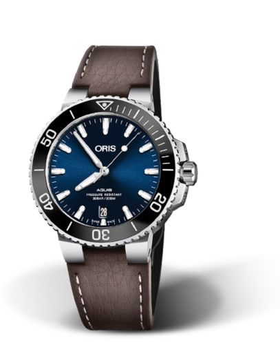 Oris Aquis Date 39.5 Paslanmaz Çelik / Mavi / Calf, referans 01 733 7732 4135-07 5 21 10FC