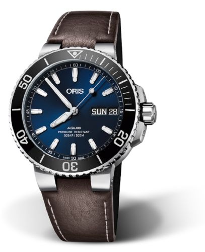 Oris Aquis Big Day Date 45.5 Paslanmaz Çelik / Mavi / Calf, referans 01 752 7733 4135-07 5 24 10EB