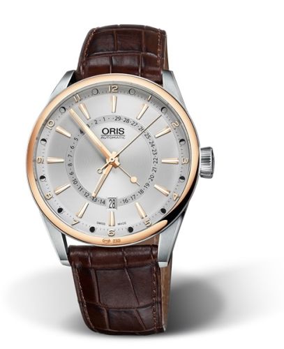 Oris Artix Pointer Moon Date Paslanmaz Çelik - Pembe Altın / Gümüş 42mm, referans 01 761 7691 6331-07 5 21 80FC