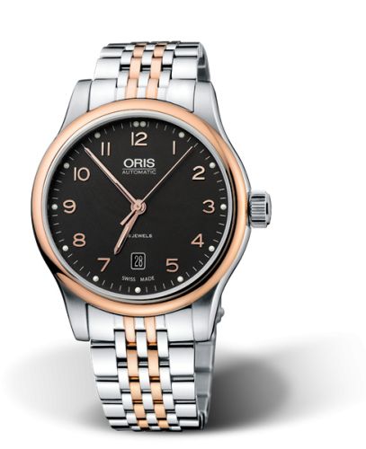 Oris Classic Date 42 Paslanmaz Çelik - Pembe Altın / Siyah / Bilezik, referans 01 733 7594 4394-07 8 20 63