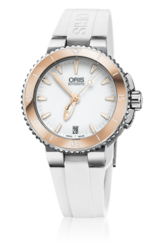 Aquis Date 36 Paslanmaz Çelik / Beyaz / Kauçuk