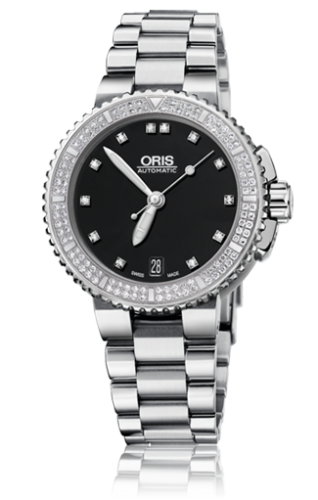 Oris Aquis Date Elmass 36 Paslanmaz Çelik / Siyah - Elmas / Bilezik, referans 733 7652 4994-07 8 18 01P