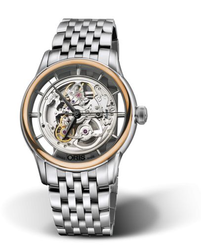 Oris Artelier Translucent İskelet Paslanmaz Çelik - Pembe Altın / Bilezik, referans 01 734 7684 6351-07 8 21 77