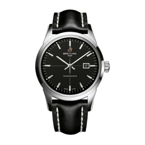 Transocean Date Paslanmaz Çelik / Siyah / Calf / Pin 43 mm
