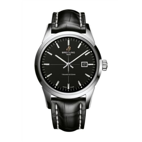 Transocean Date Paslanmaz Çelik / Siyah / Croco / Pin 43 mm