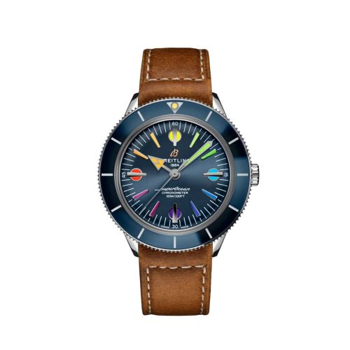 Breitling Superocean Heritage '57 Paslanmaz Çelik / Mavi Rainbow / Calf / Pin 42mm, referans A103702A1C1X1