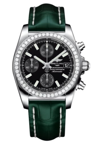 Breitling Chronomat 38 SleekT Paslanmaz Çelik / Elmas / Siyah / Alligator, referans A1331053/BD92/772P