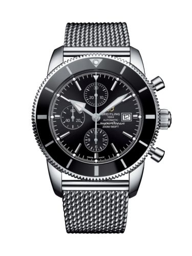 Breitling Superocean Heritage II 46 Chronograph Paslanmaz Çelik / Siyah / Siyah /  Milanese, referans A1331212/BF78/152A