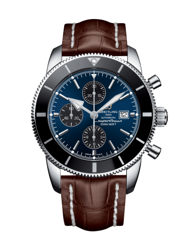 Breitling Superocean Heritage II 46 Chronograph Paslanmaz Çelik / Siyah / Mavi / Croco / Folding, referans A1331212/C968/757P/A20D.1