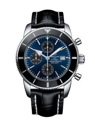 Breitling Superocean Heritage II 46 Chronograph Paslanmaz Çelik / Siyah / Mavi / Croco / Pin, referans A1331212/C968/760P/A20BA.1