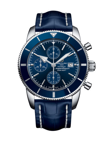 Breitling Superocean Heritage II 46 Chronograph Paslanmaz Çelik / Mavi / Mavi /  Croco / Folding, referans A1331216/C963/747P/A20D.1