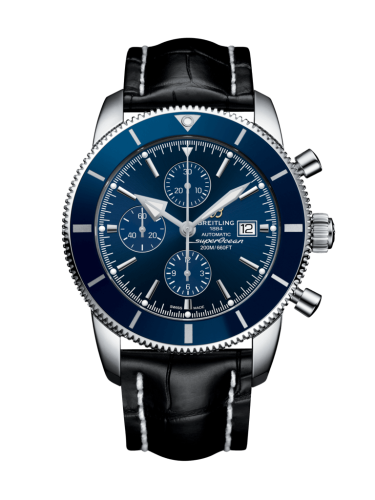 Breitling Superocean Heritage II 46 Chronograph Paslanmaz Çelik / Mavi / Mavi /  Croco / Pin, referans A1331216/C963/760P/A20BA.1