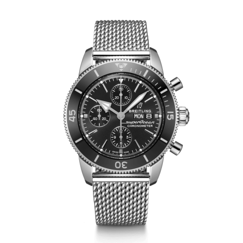 Breitling Superocean Heritage II Chronograph 44 Paslanmaz Çelik / Siyah / Milanese, referans A13313121B1A1