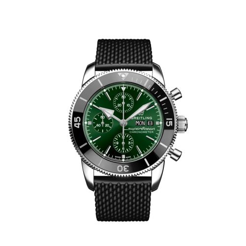 Breitling Superocean Heritage II Chronograph 44 Paslanmaz Çelik / Yeşil / Kauçuk, referans A13313121L1S1
