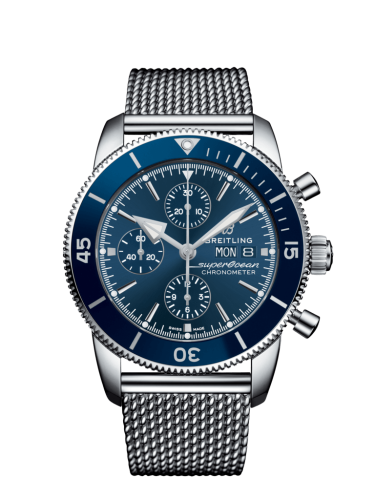 Breitling Superocean Heritage II Chronograph 44 Paslanmaz Çelik / Mavi / Milanese, referans A13313161C1A1
