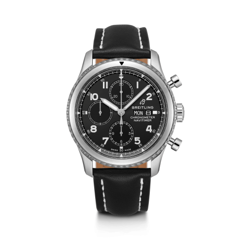 Navitimer 8 Chronograph 43 Paslanmaz Çelik / Siyah / Siyah Calf