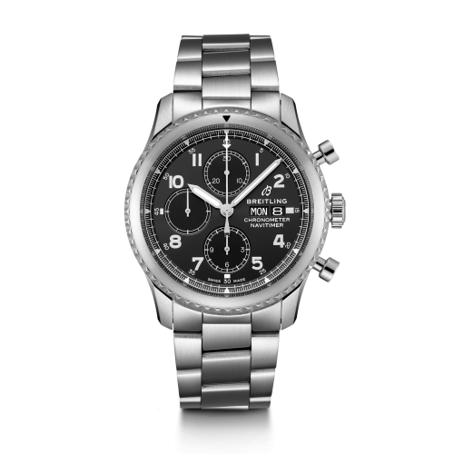 Navitimer 8 Chronograph 43 Paslanmaz Çelik / Siyah / Bilezik