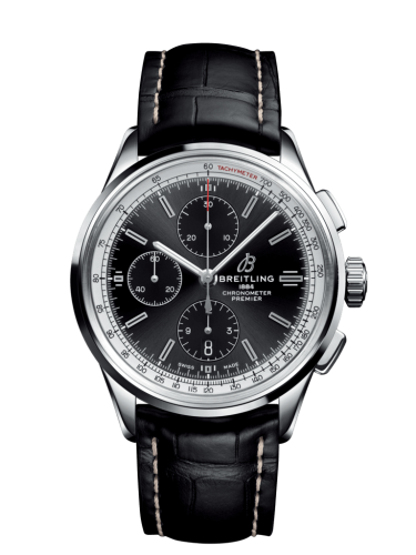 Breitling Premier Chronograph 42 Paslanmaz Çelik / Siyah / Croco Siyah / Tang, referans A13315351B1P2