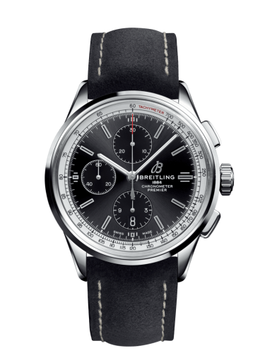Breitling Premier Chronograph 42 Paslanmaz Çelik / Siyah / Nubuck Siyah / Folding, referans A13315351B1X1
