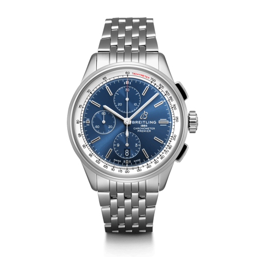 Breitling Premier Chronograph 42 Paslanmaz Çelik / Siyah / Croco Siyah / Tang, referans A13315351C1A1