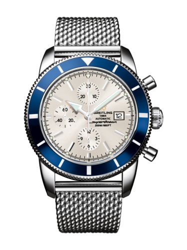 Breitling Superocean Heritage 46 Chronograph Paslanmaz Çelik / Mavi / Stratus Gümüş / Milanese, referans A1332016.G698.152A