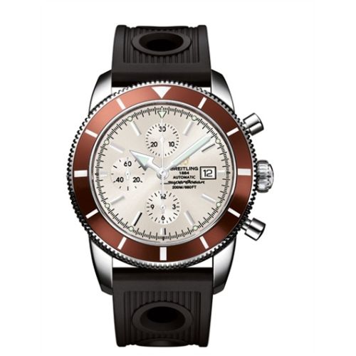Breitling Superocean Heritage 46 Chronograph Paslanmaz Çelik / Bronze / Stratus Gümüş / Kauçuk, referans A1332033.G698.201S