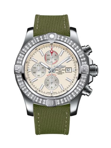Breitling Super Avenger II Paslanmaz Çelik / Elmas / Stratus Gümüş / Military / Pin 48mm, referans A1337153/G779/105W/A20BA.1