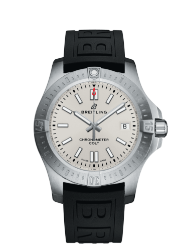 Breitling Chronomat Colt 41 Automatic Gümüş / Kauçuk / Folding 41.1mm, referans A17313101G1S1
