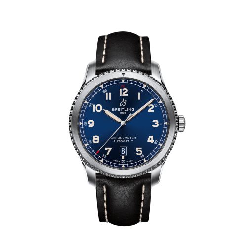 Aviator 8 Automatic 41 Paslanmaz Çelik / Mavi / Calf / Pin