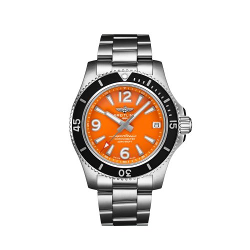 Breitling Superocean 36 Paslanmaz Çelik / Turuncu / Bilezik, referans A17316D71O1A1