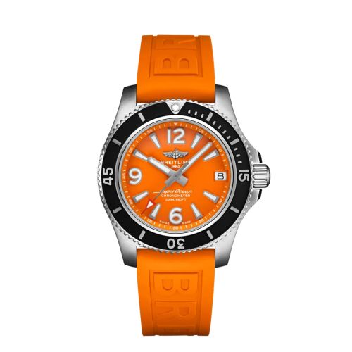 Breitling Superocean 36 Paslanmaz Çelik / Turuncu / Kauçuk, referans A17316D71O1S1