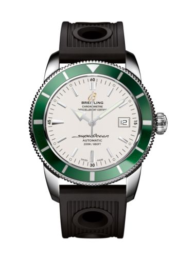 Breitling Superocean Heritage 42 Paslanmaz Çelik / Yeşil / Stratus Gümüş / Kauçuk, referans A1732136.G717.200S