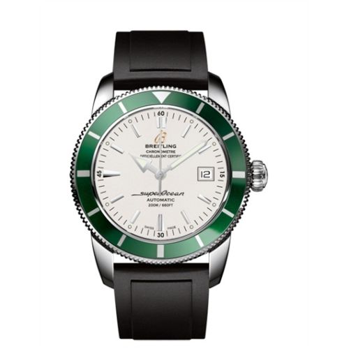 Breitling Superocean Heritage 42 Paslanmaz Çelik / Yeşil / Stratus Gümüş / Kauçuk, referans A1732136.G717.131S