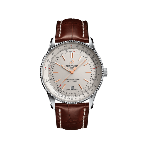 Breitling Navitimer Automatic 41 Automatic Paslanmaz Çelik / Gümüş / Croco / Pin, referans A17326211G1P1