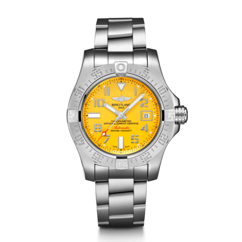 Breitling Avenger II Seawolf Paslanmaz Çelik / Cobra Sarı / Bilezik 45mm, referans A17331101I1A1
