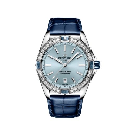 Breitling Super Chronomat 38 Paslanmaz Çelik / Buz Mavi / Alligator, referans A17356531C1P1