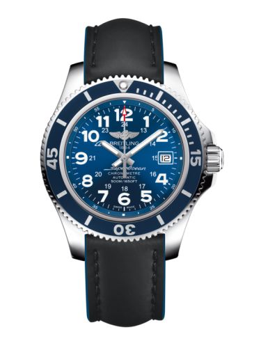 Breitling Superocean II 42 Paslanmaz Çelik / Mavi / Mariner Mavi / Kauçuk / Pin, referans A17365D1/C915/223X/A18BA.1