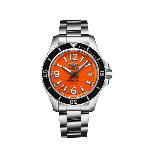 Breitling Superocean 42 Paslanmaz Çelik / Turuncu / Bilezik, referans A17366D71O1A1