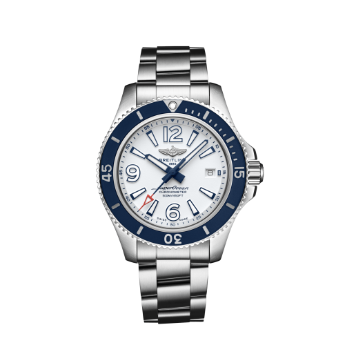 Breitling Superocean 42 Paslanmaz Çelik / Beyaz / Bilezik, referans A17366D81A1A1
