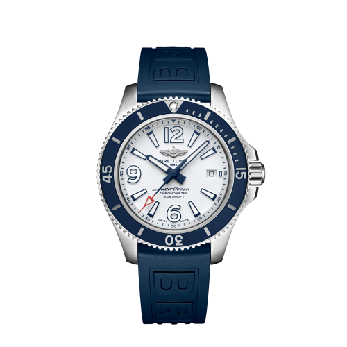 Breitling Superocean 42 Paslanmaz Çelik / Beyaz / Kauçuk / Pin, referans A17366D81A1S1